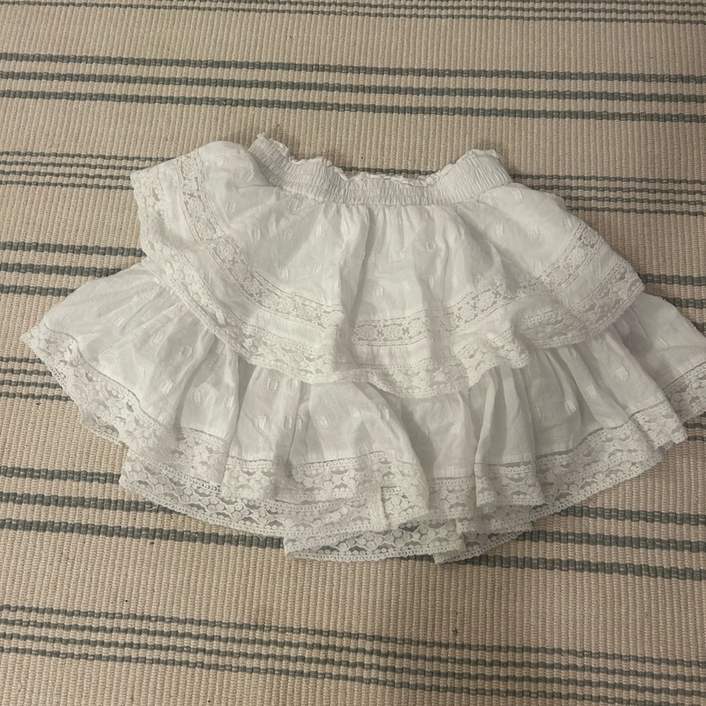 American Eagle White Lace Ruffle Mini Skirt with Built-in Shorts